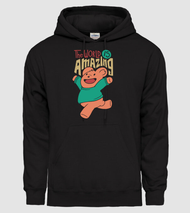 The world is amazing ursuleț Teddy model negru pe tricou