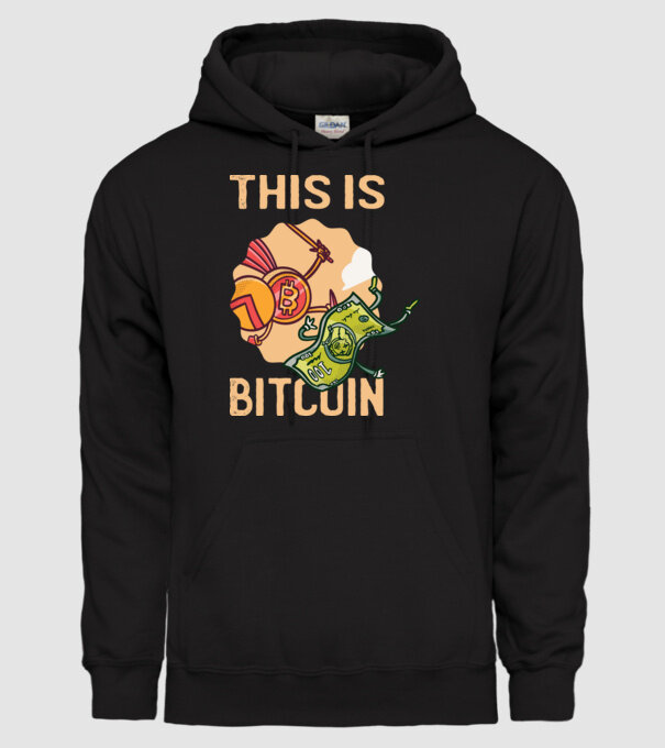 This is Bitcoin model negru pe tricou