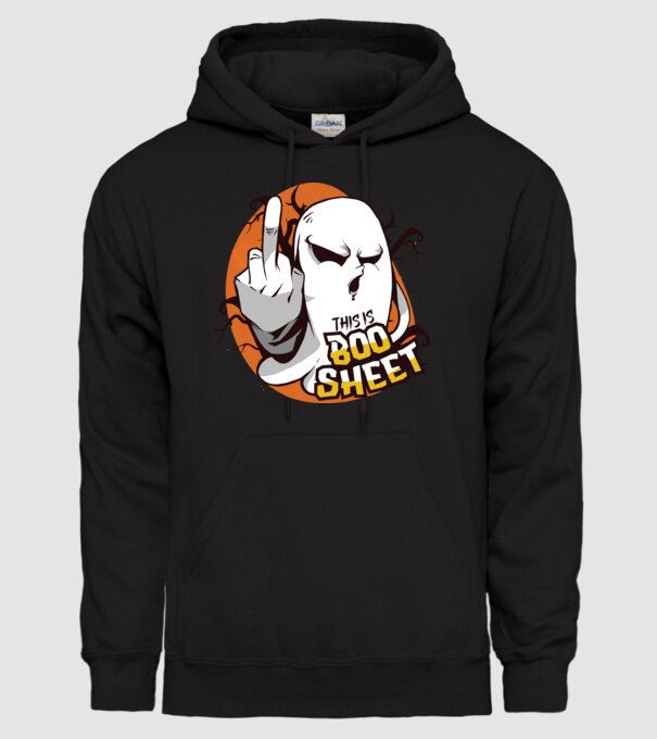 This is Boo Sheet Halloween model negru pe tricou