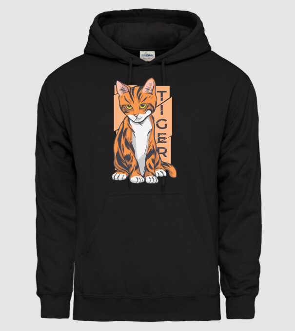 Pisică Tigru model negru pe tricou