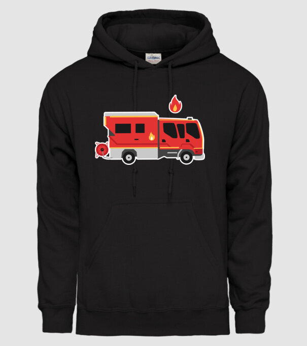 Mașină de pompieri model negru pe tricou