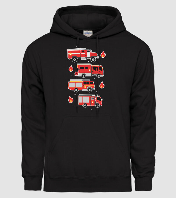 Mașini de pompieri model negru pe tricou