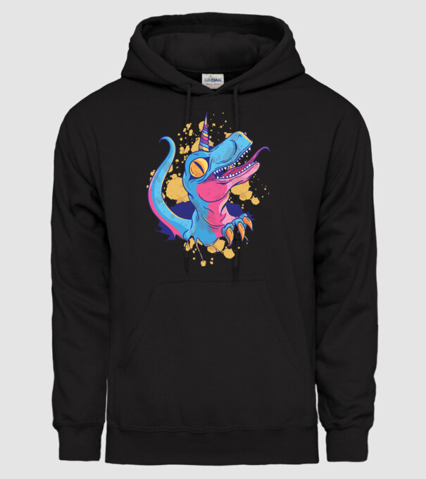 Unicornsaurus - Dinozaur Unicorn model negru pe tricou