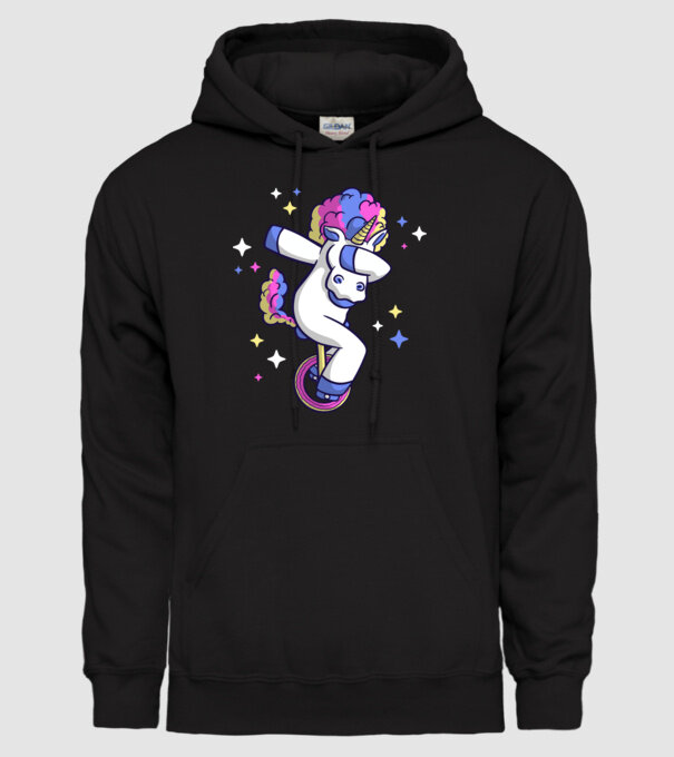 Unicorn pe monociclu model negru pe tricou