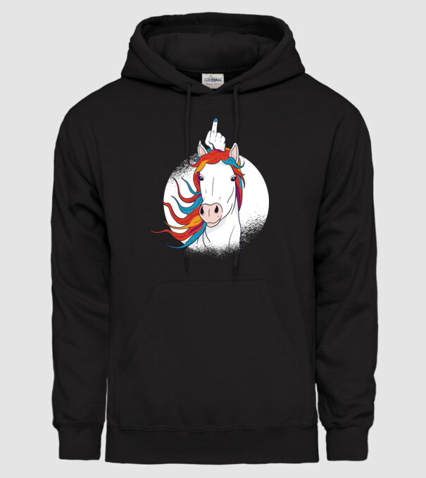 Unicorn Fuck Off model negru pe tricou