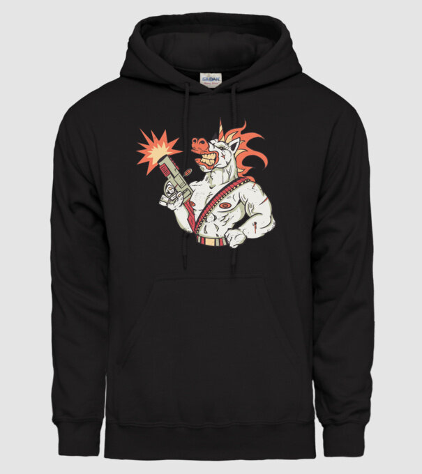 Unicorn Războinic model negru pe tricou