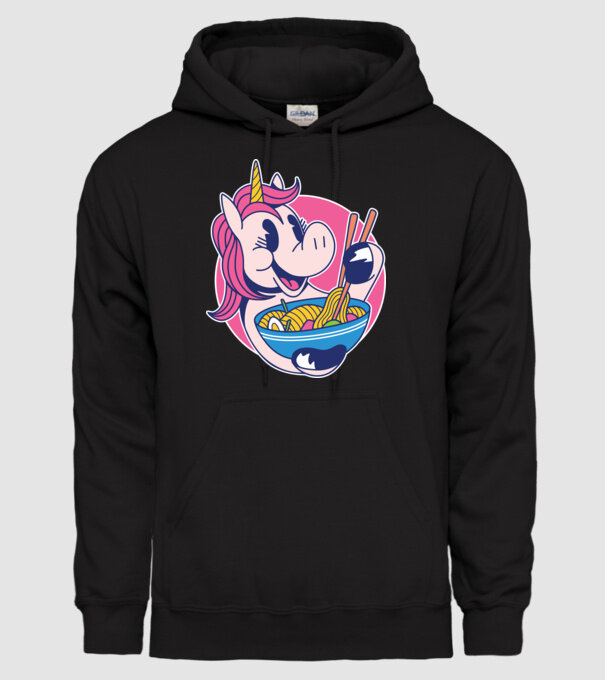 Unicorn Ramen model negru pe tricou