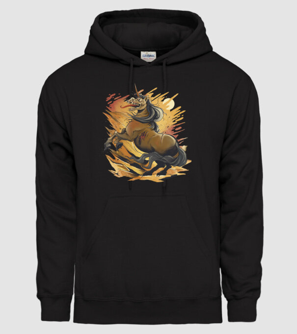 Unicorn Zombie model negru pe tricou