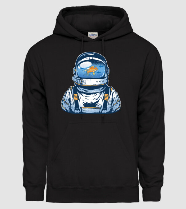 Peștișor auriu Astronaut model negru pe tricou
