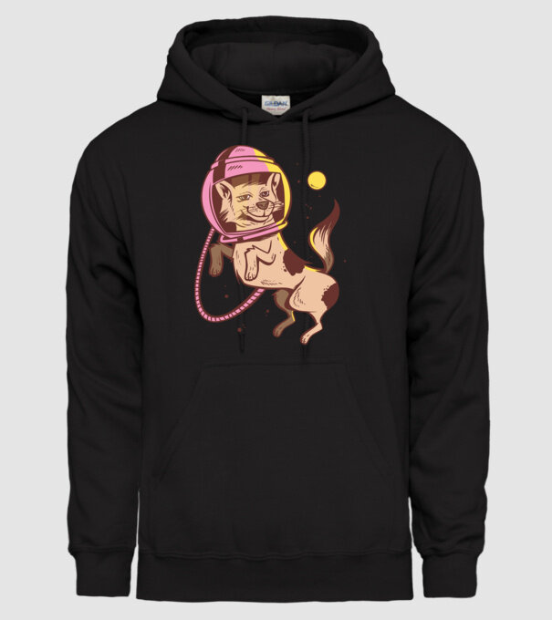 Câine Astronaut model negru pe tricou