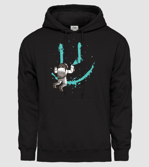 Astronaut Smiley Graffiti model negru pe tricou