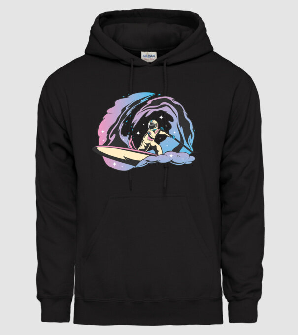 Surf Astronaut model negru pe tricou
