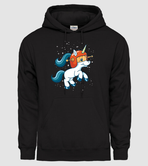 Unicorn Astronaut model negru pe tricou