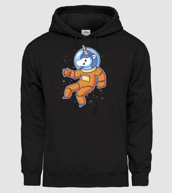 Unicorn Astronaut model negru pe tricou