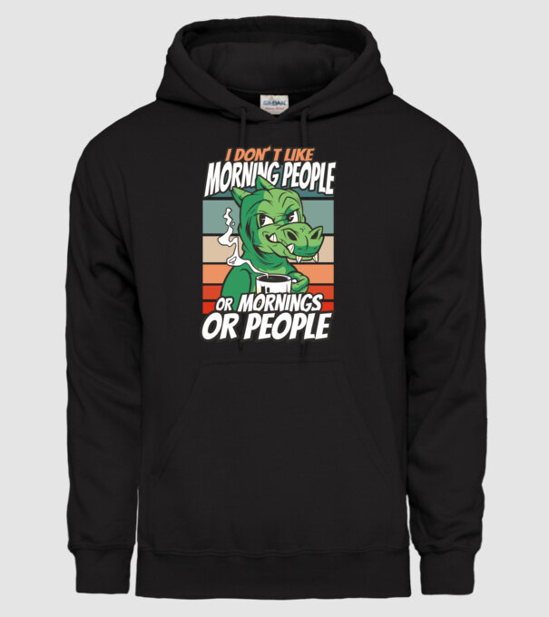 Urăsc diminețile și oamenii antisocial model negru pe tricou