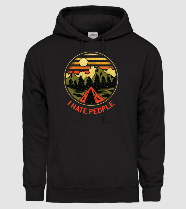 Urăsc oamenii tricou de camping model negru pe tricou