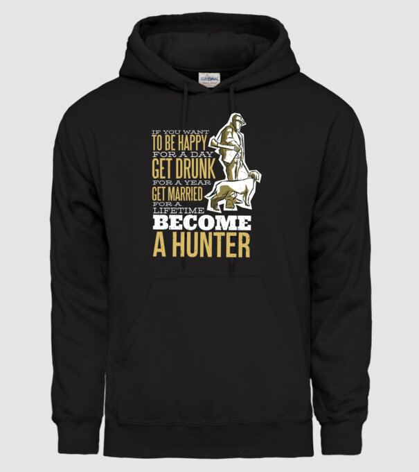 Citat Vânătoare model negru pe tricou