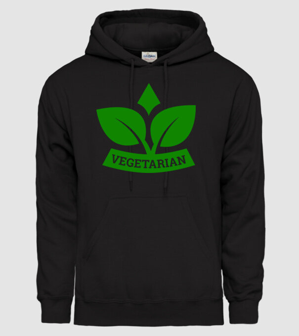 Vegetarian badge 1 model negru pe tricou