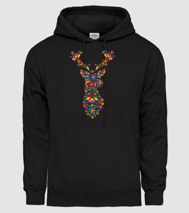 Cerb cu motive florale Floral model negru pe tricou