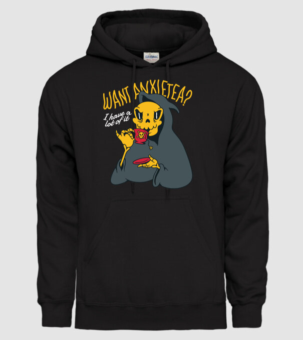 Want Anxietea? model negru pe tricou