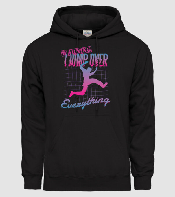 Warning I Jump over everything Parkour model negru pe tricou