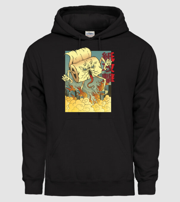 Monstru hârtie igienică model negru pe tricou