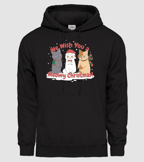 We wish You a Meowy Christmas model negru pe tricou