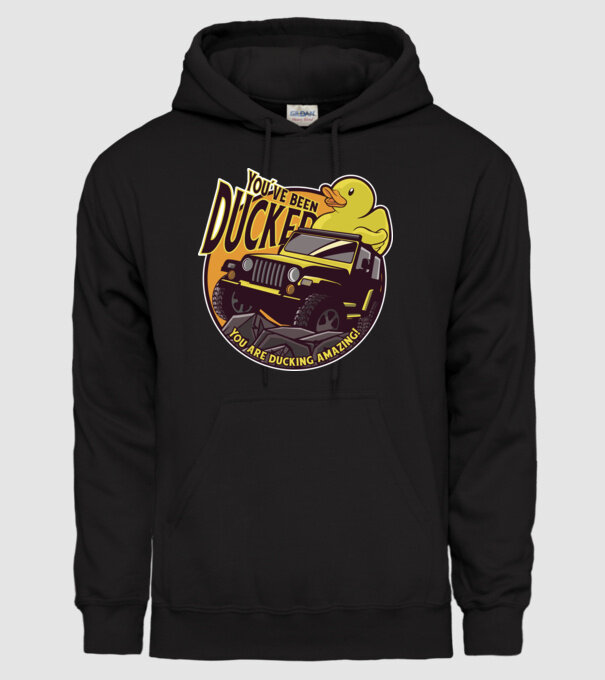 'You''ve been ducked - Off road SUV' model negru pe tricou