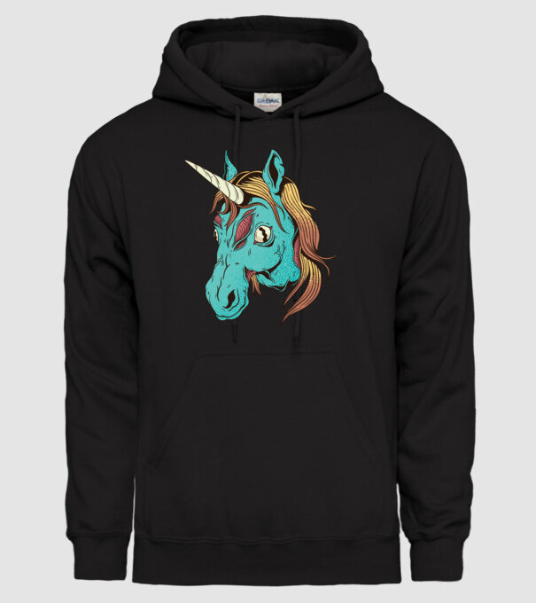 Unicorn Zombie model negru pe tricou