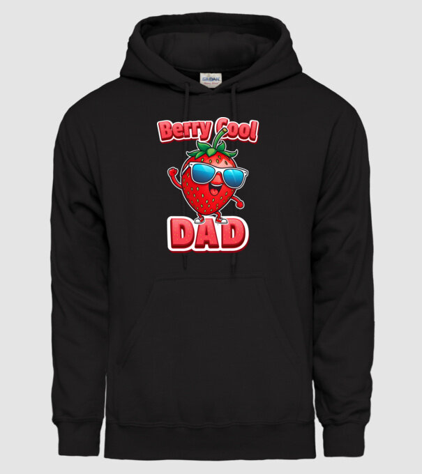 Berry Cool Dad Strawberry model negru pe tricou