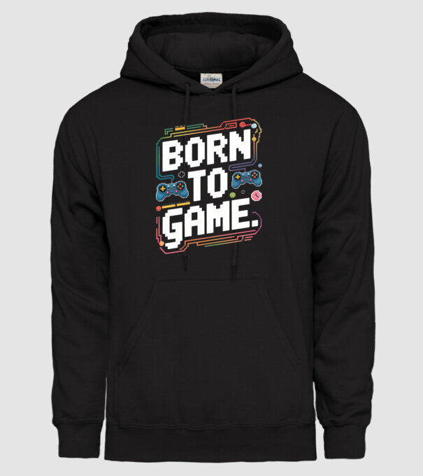 Born to Game Pixel Negru model negru pe tricou