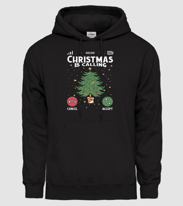 Christmas is calling model negru pe tricou