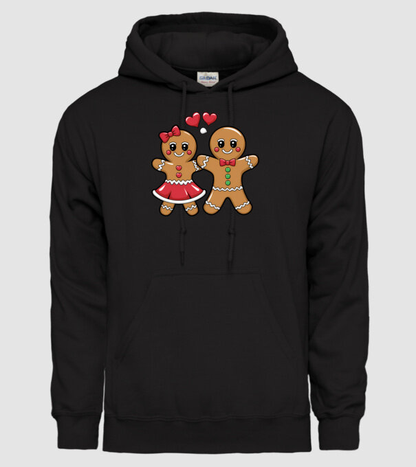 cuplu de turtă dulce în dragoste model negru pe tricou