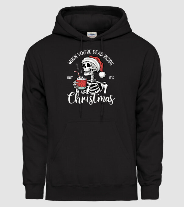 Dead inside, but it's christmas Negru model negru pe tricou