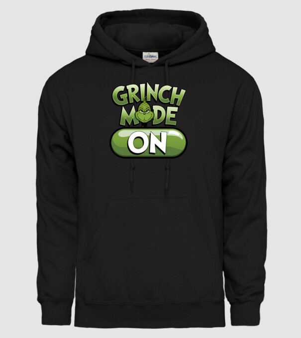 Grinch mode ON model negru pe tricou