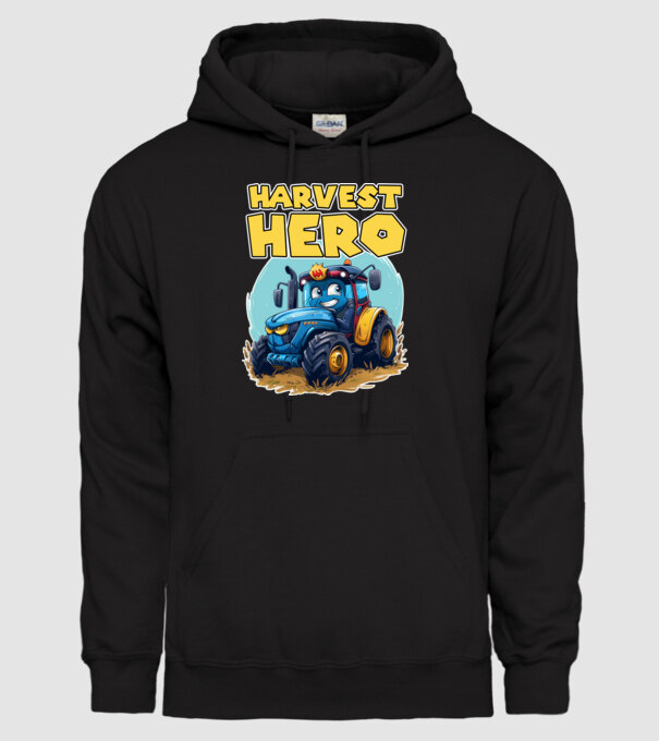 Harvest Hero Tractor model negru pe tricou