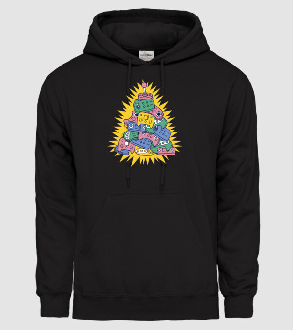 Joystick pom de Crăciun model negru pe tricou