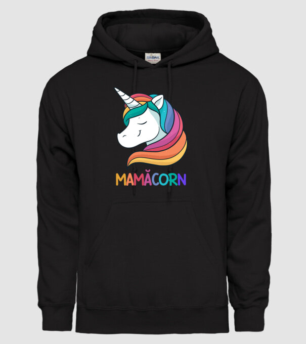 mamăcorn model negru pe tricou