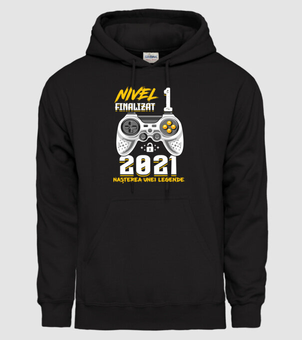 Nivel 1 finalizat. 2021 nașterea unei legende model negru pe tricou