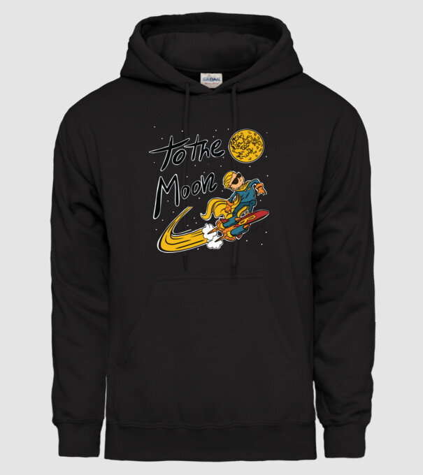 To the Moon Bitcoin model negru pe tricou