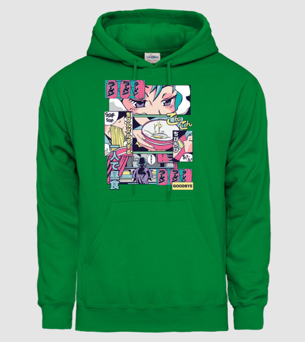 Anime Vaporwave Ramen model verde pe tricou