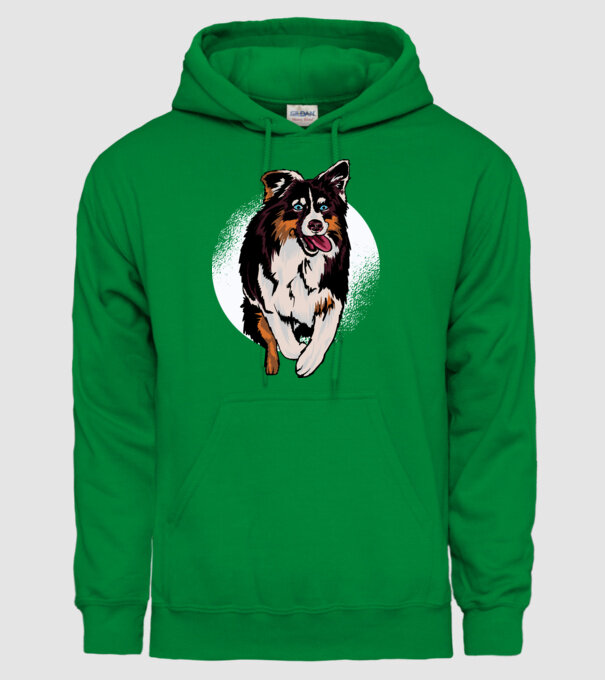 Câine ciobănesc Australian model verde pe tricou