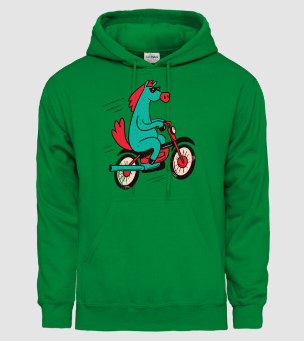Cal cu bicicletă model verde pe tricou