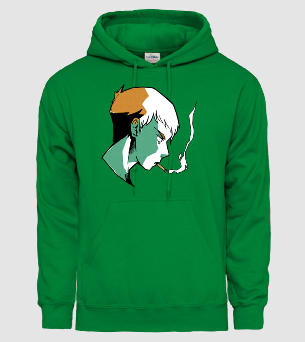 Anime băiat fumător model verde pe tricou