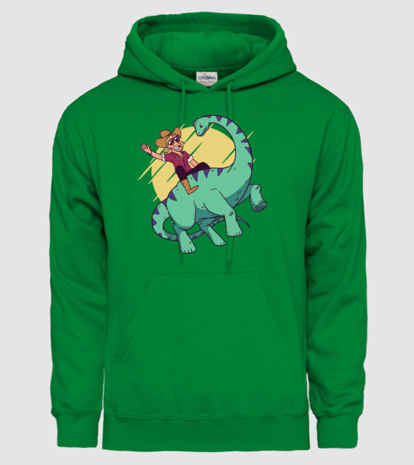 Dinozaur Cowboy model verde pe tricou