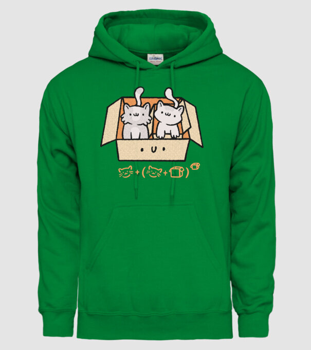 Cutie cu pisică drăguță model verde pe tricou