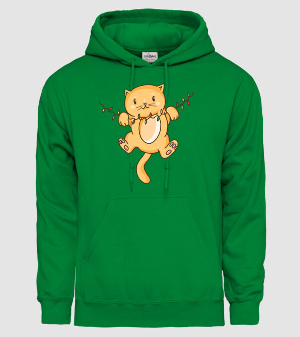 Pisică drăguță Crăciun model verde pe tricou