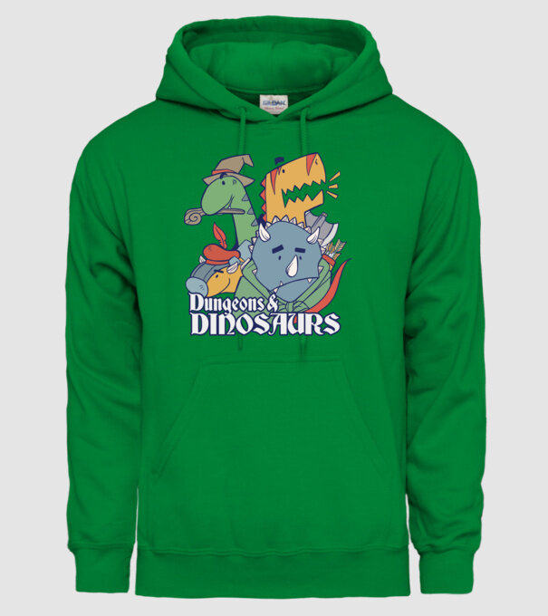 Dungeons and Dinosaurs model verde pe tricou