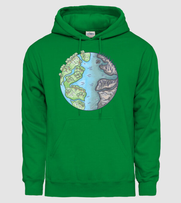 Distrugerea Pământului model verde pe tricou