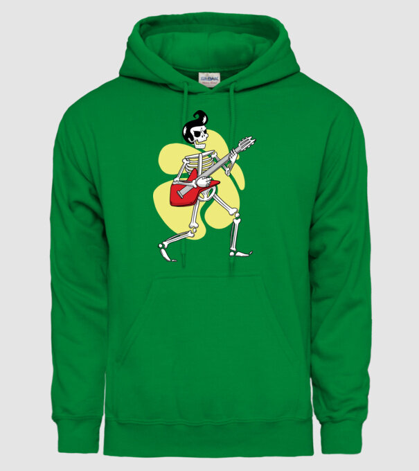 Schelet Elvis cu chitară model verde pe tricou